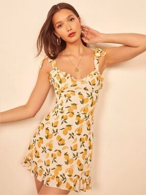 o.p.t. Lemon Print Ruffle Mini Dress